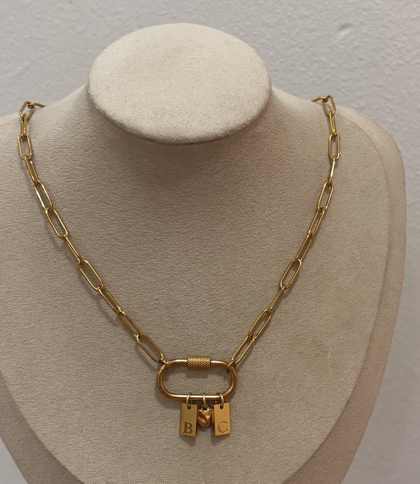 Gold Paperclip Carabiner Necklace