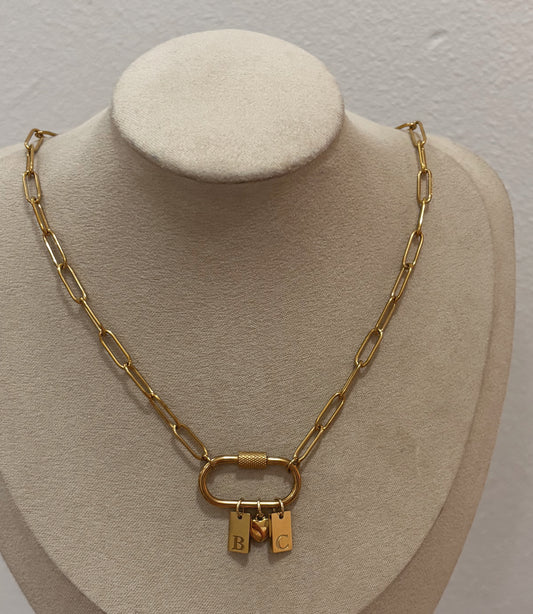 Gold Paperclip Carabiner Necklace