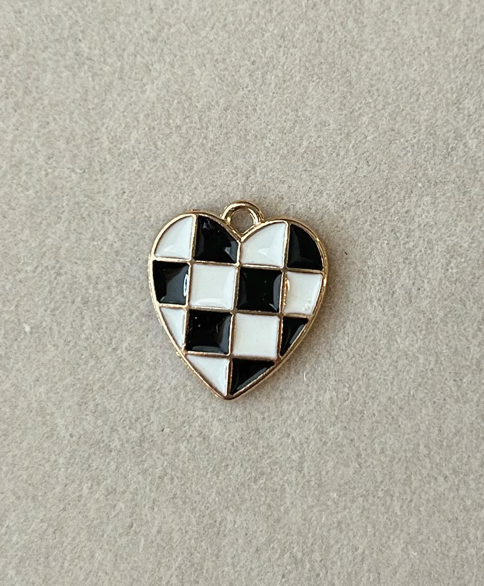 Black Checkered Heart