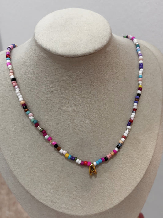 Colorful Beaded initial necklace