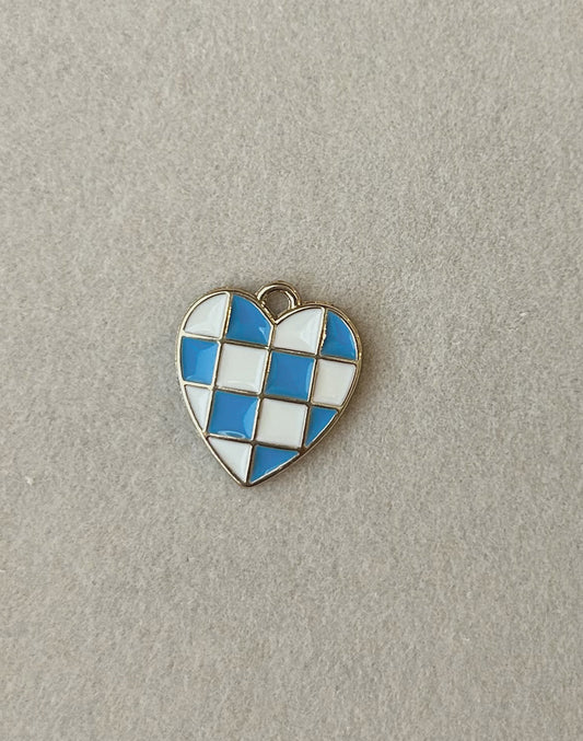 Blue Checkered Heart